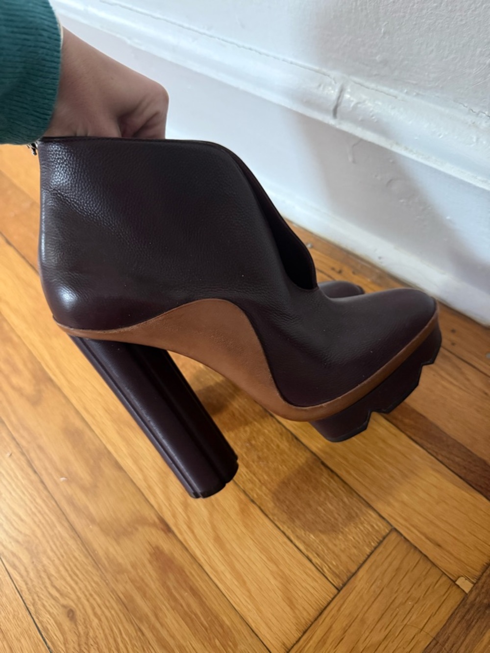 Ferragamo Burgundy Leather High-Heel Ankle Boots - Picture 2 of 10
